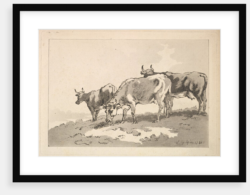 Three Cows Standing on the Ridge of a Field, 1784-87 by Thomas Rowlandson