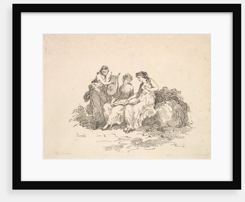 Harmony - Two Nymphs Singing, Another Playing a Lyre, 1784-88 by Thomas Rowlandson
