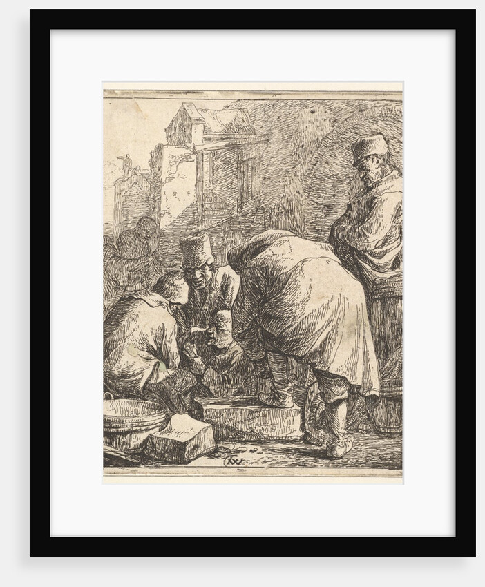 Man Adjusting His Footwear, at Left Three Men Playing Cards, 1630-77 by Thomas Wijck