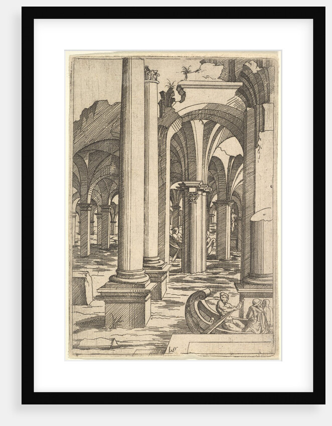 Boats Rowed Through Inundated Ruins, ca. 1550-62 by Virgil Solis