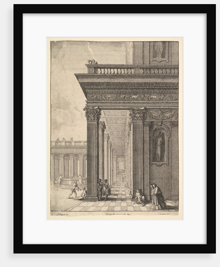 Temple courtyard with figures, after David Teniers the Elder, 1625-77 by Wenceslaus Hollar