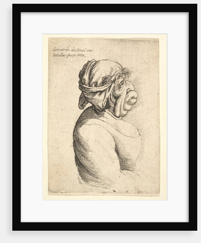 Bust of woman with protruding mouth wearing low-cut dress and cloth bound around her head…, 1660 by Wenceslaus Hollar