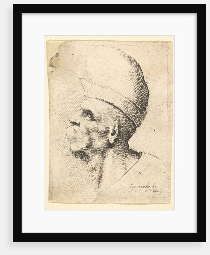Bust of a deformed man wearing a bulbous hat in profile to the left, 1625-77 by Wenceslaus Hollar
