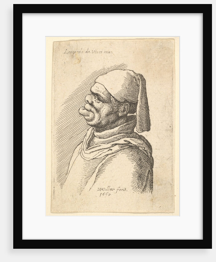 Bust of a deformed man with a hat and a fat, protruding lower lip in profile to left, 1625-77 by Wenceslaus Hollar