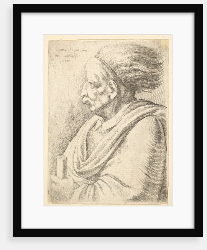 Man with caricatured features and hair streaming behind, in half-length to left, 1648 by Wenceslaus Hollar