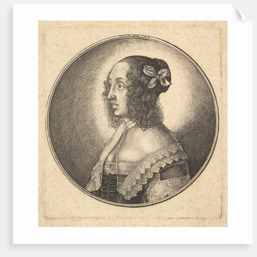 Woman with dark hair and a bow in profile to the left, 1642 by Wenceslaus Hollar