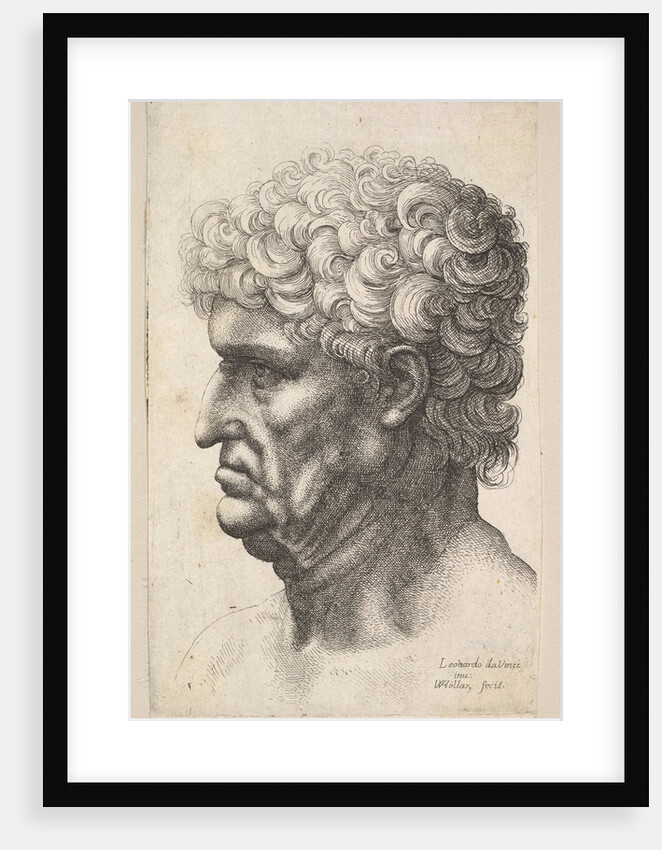 Head of a man with thick curly hair in profile to the left, 1640-49 by Wenceslaus Hollar