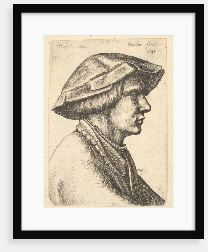 Head of young man wearing hat in profile to right, 1648 by Wenceslaus Hollar