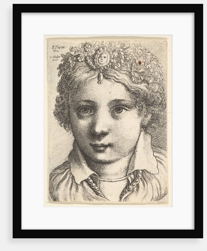 Head of a young girl wearing a jeweled headdress, ca. 1645 by Wenceslaus Hollar
