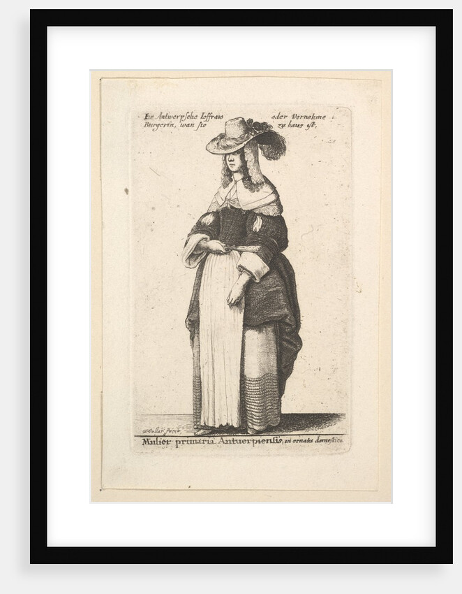 Mulier primaria Antuerpiensis, in ornatus domestic by Wenceslaus Hollar