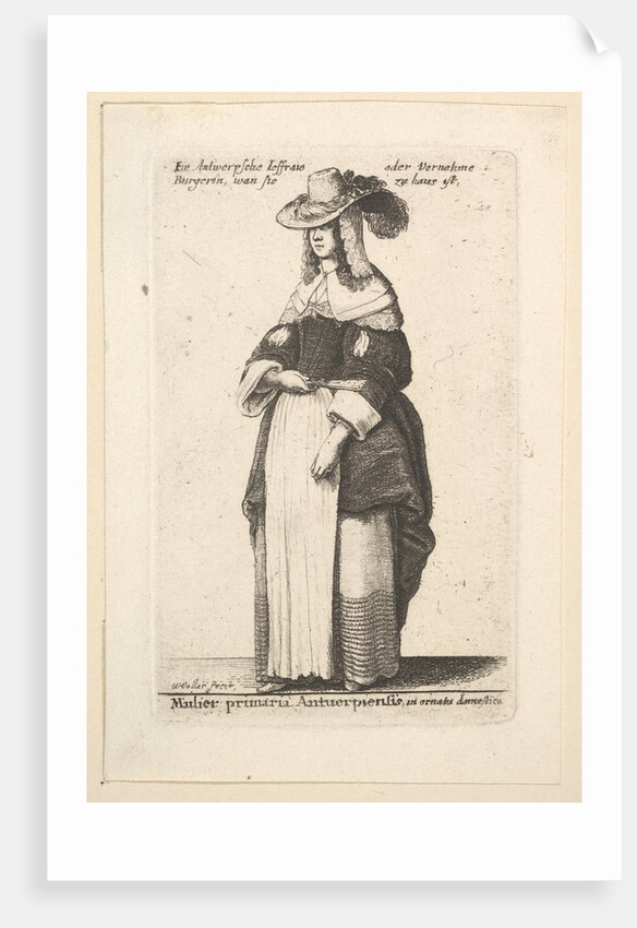 Mulier primaria Antuerpiensis, in ornatus domestic by Wenceslaus Hollar
