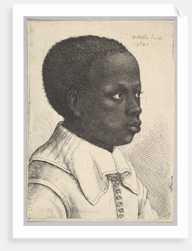 Head of a young black boy in profile to right, 1645 by Wenceslaus Hollar