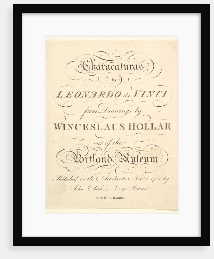 Title Page: Characaturas by Leonardo da Vinci, from Drawings by Wincelslaus Hollar, out of…, 1786 by Unknown