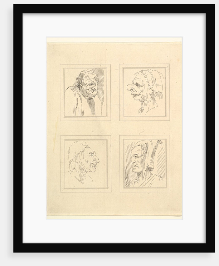 Four Heads, from Characaturas by Leonardo da Vinci, 1786 by Unknown