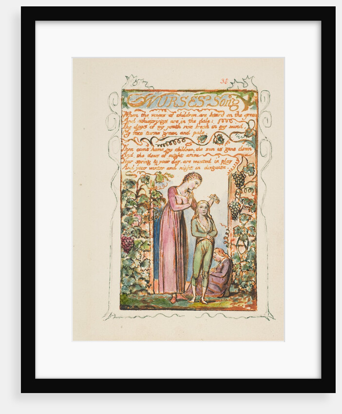 Songs of Innocence and of Experience: Nurses Song, ca. 1825 by William Blake