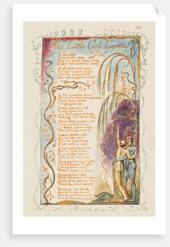 Songs of Innocence and of Experience: The Little Girl Lost, ca. 1825 by William Blake