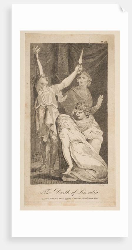 The Death of Lucretia, from Allen's New and Impartial Roman History, 1797 by William Blake