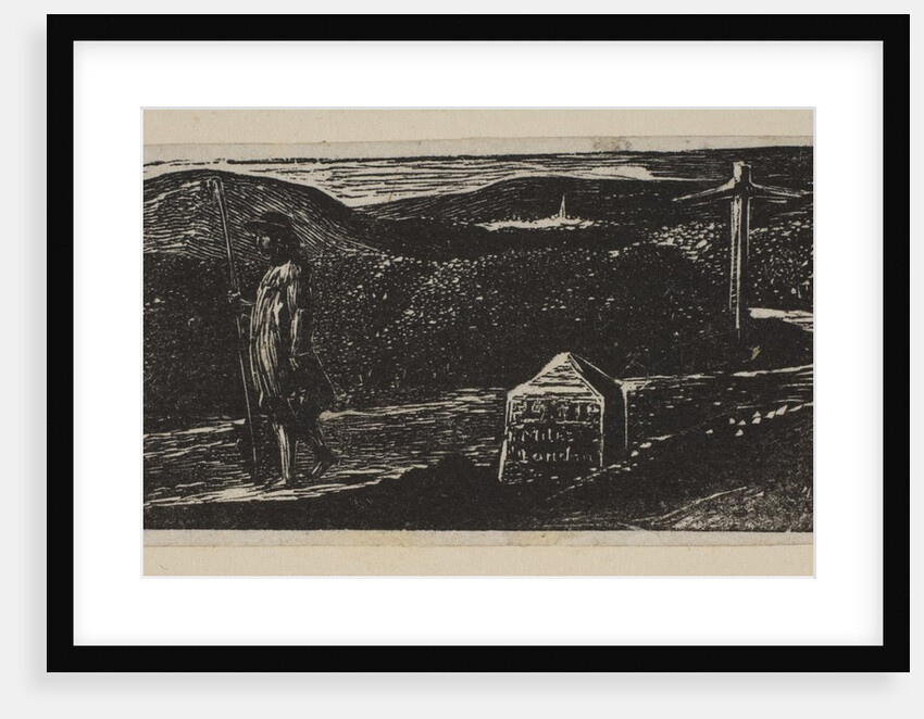 Colinet's Journey, Milestone Marked 'LXII Miles to London', from Thornton's Pastorals of V…, 1821 by William Blake