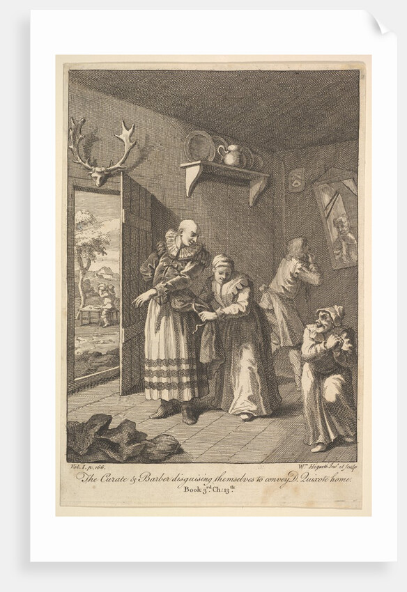 The Curate and the Barber Disguising Themselves to convey Don Quixote Hom by William Hogarth