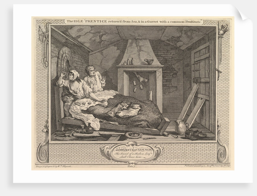 The Idle 'Prentice Returned from Sea and in a Garret with a Common Prostitut…, September 30, 1747 by William Hogarth