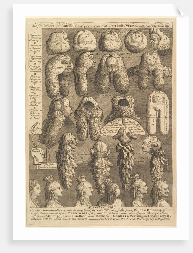 The Five Orders of Periwigs, 1761 by William Hogarth