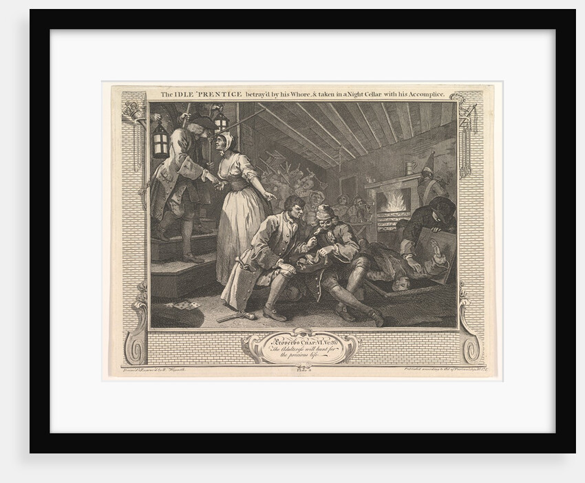 The Idle 'Prentice Betrayed by his Whore and Taken in a Night Cellar with hi…, September 30, 1747 by William Hogarth