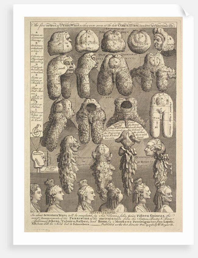 The Five Orders of Periwigs, 1761 by William Hogarth