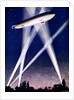 Zeppelin airship caught in searchlights during a bombing raid over England, 1916 by Unknown