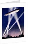 Zeppelin airship caught in searchlights during a bombing raid over England, 1916 by Unknown