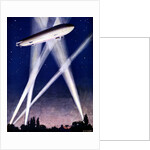 Zeppelin airship caught in searchlights during a bombing raid over England, 1916 by Unknown