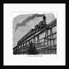 Train crossing a wooden trestle bridge on the Union Pacific Railroad, Wyoming, USA, c1870 by Unknown