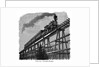 Train crossing a wooden trestle bridge on the Union Pacific Railroad, Wyoming, USA, c1870 by Unknown