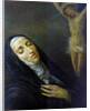 St Rita de Cascia in ecstasy in front of the figure of Christ on the cross, 19th century by Anonymous