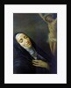 St Rita de Cascia in ecstasy in front of the figure of Christ on the cross, 19th century by Anonymous