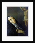 St Rita de Cascia in ecstasy in front of the figure of Christ on the cross, 19th century by Anonymous