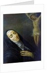 St Rita de Cascia in ecstasy in front of the figure of Christ on the cross, 19th century by Anonymous