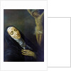 St Rita de Cascia in ecstasy in front of the figure of Christ on the cross, 19th century by Anonymous