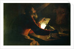 St Luke the Evangelist writing his Gospel watched by his symbol, an ox, 17th century by Unknown