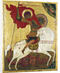 St George Killing the Dragon, Russian icon by Unknown