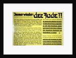 Yet again: the Jew!! German anti-semitic propaganda leaflet by Unknown