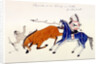 Unhorsing of a Pawnee warrior by Dakota Sioux warrior Zintka Mato (Dog Bear), c1889-1927 by Kills Two
