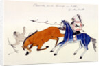 Unhorsing of a Pawnee warrior by Dakota Sioux warrior Zintka Mato (Dog Bear), c1889-1927 by Kills Two