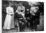 Russian author Leo Tolstoy with visitors, Yasnaya Polyana, Russia, late 19th or early 20th century by Unknown