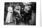 Russian author Leo Tolstoy with visitors, Yasnaya Polyana, Russia, late 19th or early 20th century by Unknown