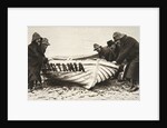 Hauling one of the Lusitania's lifeboats onto the beach, Ireland, 8 May 1915 by Clarke & Hyde