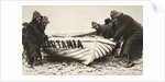 Hauling one of the Lusitania's lifeboats onto the beach, Ireland, 8 May 1915 by Clarke & Hyde