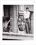 John Warde, out on a ledge on the 17th floor of the Hotel Gotham, New York, USA, 1938 by Unknown
