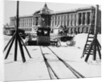 Suburban train station in fornt of the Academy of Arts, St Petersburg, Russia, c1896-c1898 by Unknown