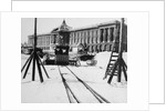 Suburban train station in fornt of the Academy of Arts, St Petersburg, Russia, c1896-c1898 by Unknown