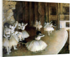 Ballet Rehearsal on Stage by Edgar Degas